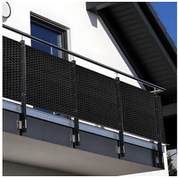 nyvi Balkon Sichtschutz Privafence - Balkonbespannung mit Metallösen - UV-fest, Wetterfest, 100% Blickdicht Farbe:Schwarz RD04;Größe:100x500 cm