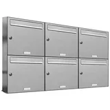 AL Briefkastensysteme 6er Premium V2A Edelstahl inkl. Zeitungsfach