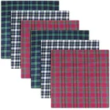 Taschentücher mit Schottenkaro-Muster, 100 % Baumwolle, 40 x 40 cm, 6 Stück, Blau / Grün / Rot, tartan, Einheitsgröße - Einheitsgröße