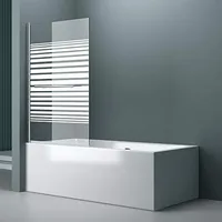 doporro 90x140 cm Design-Duschwand für Badewanne Badewannenaufsatz Duschabtrennung 6mm ESG-Sicherheitsglas teilsatiniert inkl. NANO-Beschichtung