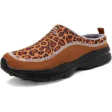 CELANDA Sabots Herren Clogs Damen Slip On Garten Schuhe Warm Freizeitschuhe Leichte Pantoletten Atmungsaktive Hausschuhe utdoor Low-Top Sneakers Hinten Offen, Leopardenmuster,47 EU - 47 EU