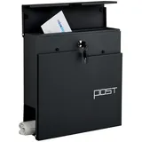 Relaxdays Briefkasten schwarz inkl. Zeitungsfach