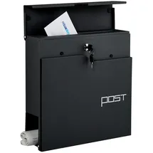 Relaxdays Briefkasten schwarz inkl. Zeitungsfach