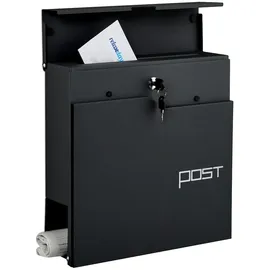 Relaxdays Briefkasten schwarz inkl. Zeitungsfach
