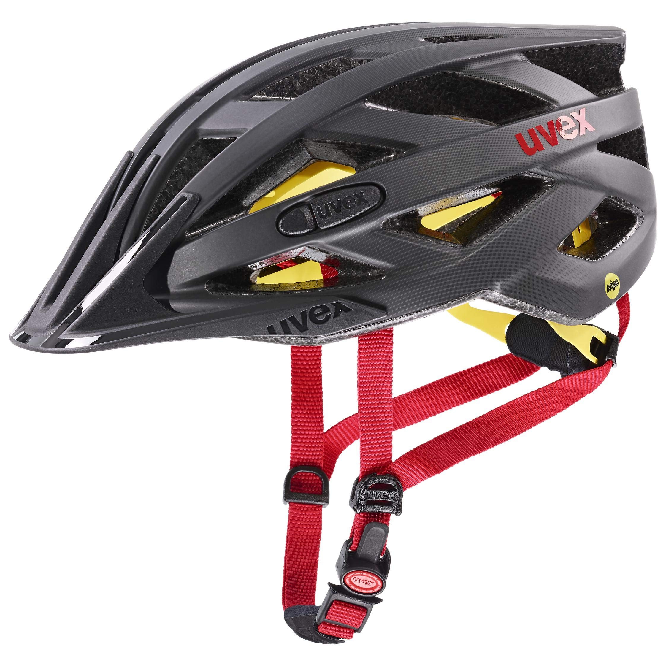 uvex i-vo cc MIPS - leichter Allround-Helm für Damen und Herren - MIPS-Sysytem - erweiterbar mit LED-Licht - titan - red matt - 52-57 cm
