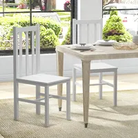 HOMCOM Esszimmerstühle, 2er-Set Küchenstuhl, Essstuhl mit Rückenlehne, Holz Weiß