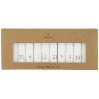 IB Laursen Stabkerzen 24 Zahlen, Höhe 11, Ø 2,2 cm, weiß