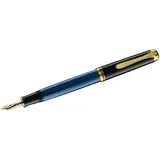 Pelikan Kolbenfüllhalter Souverän M400 Feder EF schwarz/blau
