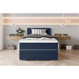 99rooms Phönix Mini Boxspringbett 100x200 cm, Webstoff MALMO_NEW Dunkelblau,
