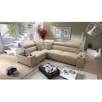 Best for Home Ecksofa Best For Home Samt-Würfel-Pouf-Hocker – Eleganter Fußhocker & Sitzpouf, Schlaffunktion beige 282 cm