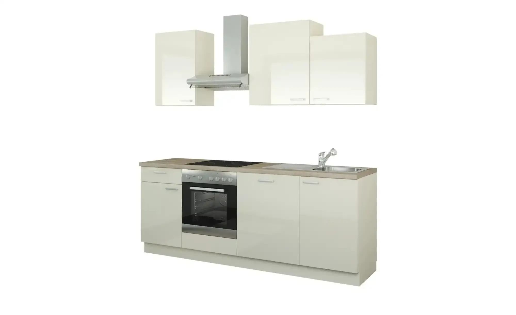 CUBO15 Küchenzeile mit Elektrogeräten  Erfurt , creme , Maße (cm): B: 220