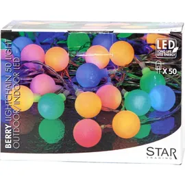 STAR Trading LED-Partykette BERRY 50 bunte, opale Kugeln 7,35m - Bunt