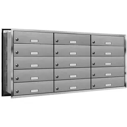 AL Briefkastensysteme 15 Fächer Premium Edelstahl Durchwurf Briefkasten Anlage für Post A4, robust, wetterfest, Artikelnummer: 132V15DV3