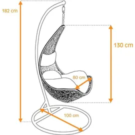 Estexo Hängesessel Polyrattan Hängekorb mit Gestell Hängestuhl Hängeschaukel Korb grau - Grau/Silber