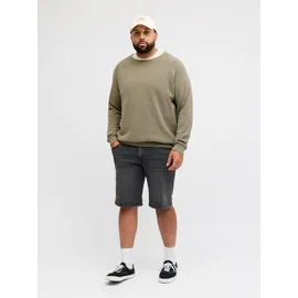 Jack & Jones PlusSize Shorts "JJIRICK JJORIGINAL SHORTS AT 999 PLS", Herren, Gr. 44 (5XL), N-Gr, schwarz, Web, Obermaterial: 54% Baumwolle, 33% Polyester, 7% Lyocell, 4% Viskose, 2% Elasthan, JACK & JONES PLUSSIZE, unifarben, regular fit knielang, Hosen Shorts