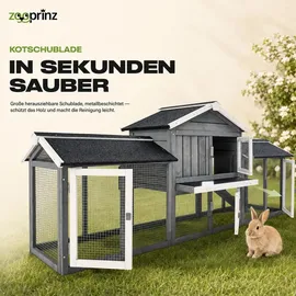 zooprinz Kleintierstall Don Camillo 210 x 85,5 x 54 cm Grau/Weiß