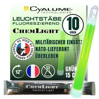 Cyalume ChemLight Leuchtstäbe 15 cm, grün 10er Pack), 12 Stunden, NATO
