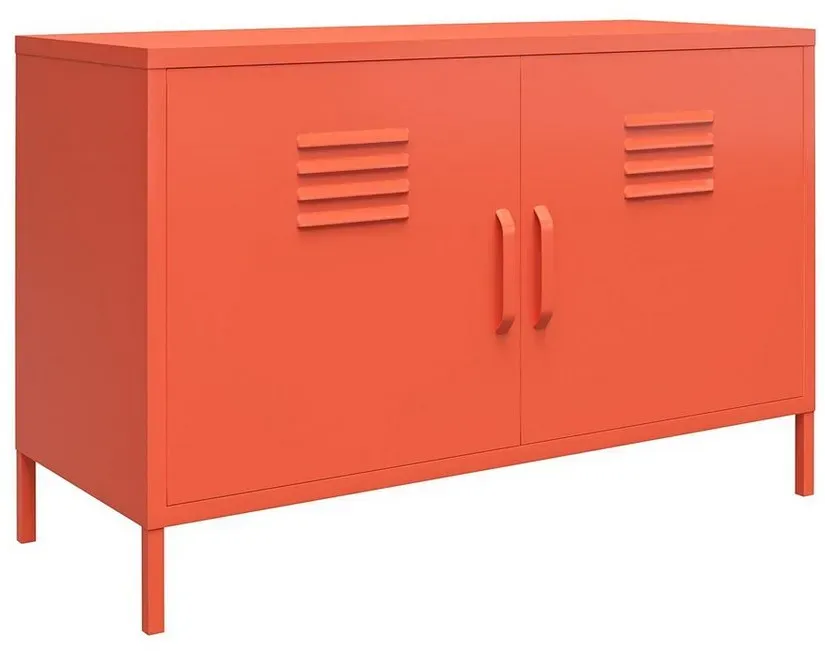 loft24 Sideboard Cache, Spint Schrank, 2 Türen, Metall, Retro Design, Breite 100 cm orange