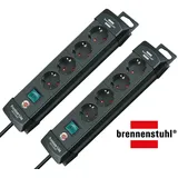 Brennenstuhl Premium-Line, Steckdosenleiste 4-Fach (Steckerleiste mit Schalter und 1,8m Kabel -45° Winkel der Schutzkontakt-Steckdosen) Farbe: schwarz | 2er-Pack