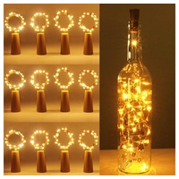 GelldG LED-Lichterkette 12 x Flaschen Lichter Flaschenlicht Batteriebetrieben, 2M 20 LED weiß