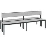 C+P Doppelseitige Sitzbank mit Rückenlehne, Basic Plus, H796xB1960xT760mm, Gestell Schwarzgrau / Dekor Silbergrau (8062-400)