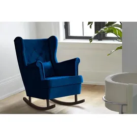 beautysofa SCHAUKELSTUHL Fabio dunkelblau mit Wenge Beinen
