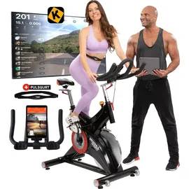 MIWEBA Sports Indoor Cycling Bike MS500 | 25 Kg Schwungmasse - Traglast 150 Kg - Fahrrad - Pulsmessung - App - Schwarz