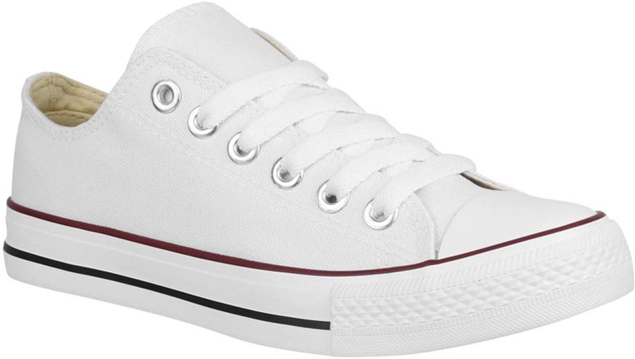 Elara Unisex Sneaker Damen Herren Low Top Chunkyrayan Chucks-Flach-1 E-4/E-6 White-46 - 46 EU