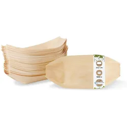 BIOZOYG 1000 Stück Snackschalen Einwegschalen Holzschiffchen 245mm, biologisch abbaubar, für Fingerfood, Schalen aus nachhaltiger Forstwirtschaft
