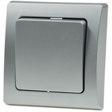 ChiliTec DELPHI Kreuzschalter 250V 10A mit 1-fach Rahmen, Silber Grau