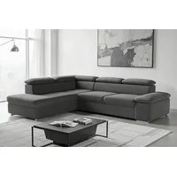 Ecksofa SIT & MORE "Valentine L-Form, B: 272 cm", grau (dunkelgrau), B:272cm H:73cm T:226cm, 100% Polyester;Luxus-Kunstleder/Struktur (88% Polyester, 12% Polyamid), Sofas, Ecksofa, mit Arm- & Kopfteilverstellung, optional mit Bettfunktion, Topseller