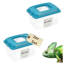 GarPet 2er Set Faunabox M Faunarium Transport Quarantäne Box Tierbeobachtung Urzeitkrebse Triops Heimchen Spinnen Insekten Box Kunststoff