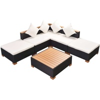 vidaXL 6-tlg. Garten-Lounge-Set mit Auflagen Poly Rattan Schwarz