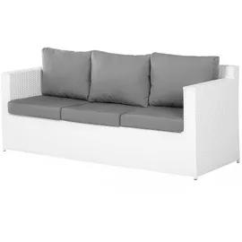 Beliani Lounge 6er Set Weiß Rattanoptik Grauen Bezüge Mit Sitzkissen Dekorativ Elegant Modern