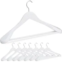 Relaxdays Anzug Kleiderbügel, 8er Set, breite Schulter, Hosenstange, für Jacke, Hemd, Hose, Holzkleiderbügel, weiß
