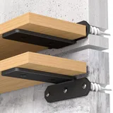 TESSTINA Regalhalterung 80kg Tragkraft Schwerlastwinkel, Regalträger Metall Schwarz Regalwinkel, Wandhalterung, Regalbrett Halterung, Schwerlastkonsole, Shelf Bracket für Regale 3,8cm Höhe Unsichtbar