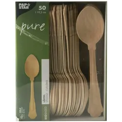 250x PAPSTAR 'pure' Holzlöffel pure 19,5 cm natur in schönem Vintage Design