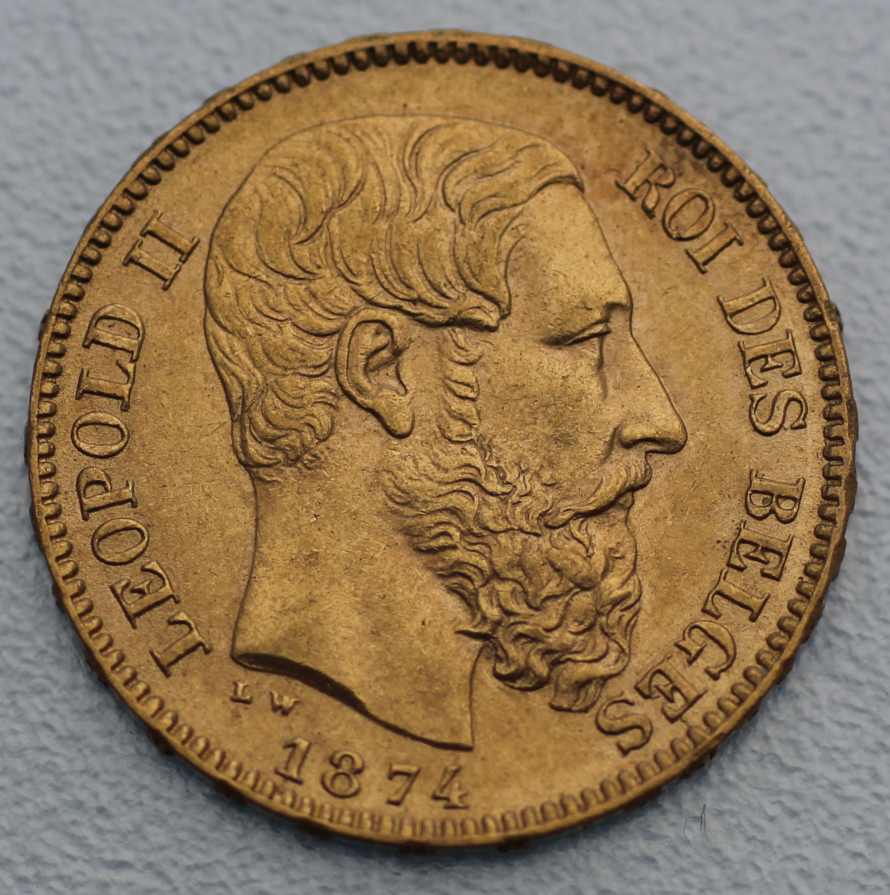 Goldmünze 20 Francs/Leopold II. (Belgien)