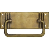 SCHÖRGHOFER & FREHE Hängegriff Landhausstil groß ohne Schlüsselloch liegend Breite 96mm, Höhe 33mm, Messing patiniert