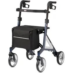 Rollator BISCHOFF & BISCHOFF "Alevo Alu Rollator", blau (nachtblau), Rollatoren, faltbar - für drinnen und draußen, mit stabilem Sitz, Sitzhöhe 51 cm