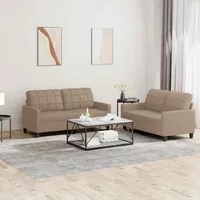 3-tlg. Sofagarnitur mit Kissen Kunstleder Sofa Couch Garnitur mit Schlaffunktion
