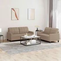 3-tlg. Sofagarnitur mit Kissen Kunstleder Sofa Couch Garnitur mit Schlaffunktion