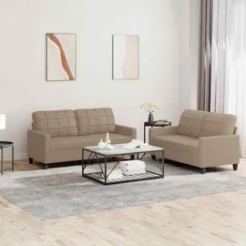 3-tlg. Sofagarnitur mit Kissen Kunstleder Sofa Couch Garnitur mit Schlaffunktion