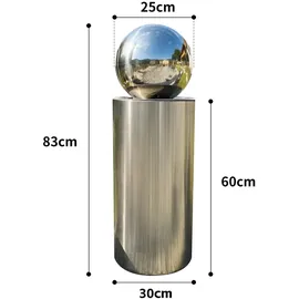 könige hausdeko gmbh Kugelbrunnen Ø25cm mit LED auf zylindrischen Edelstahl Eimer H60cm