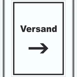 Versand Aufkleber mit Text und Richtungspfeil rechts Lieferung shipping hochkant A0 (841x1189mm)
