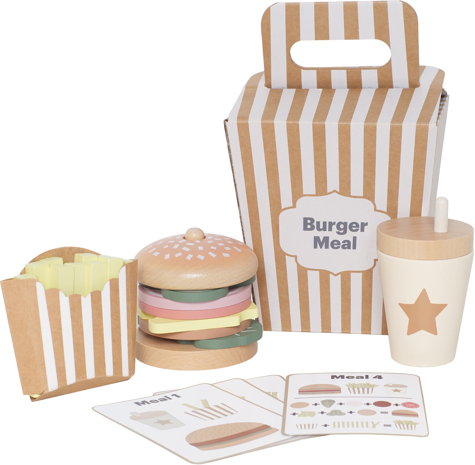 Spiel-Lebensmittel Burger Meal Aus Holz