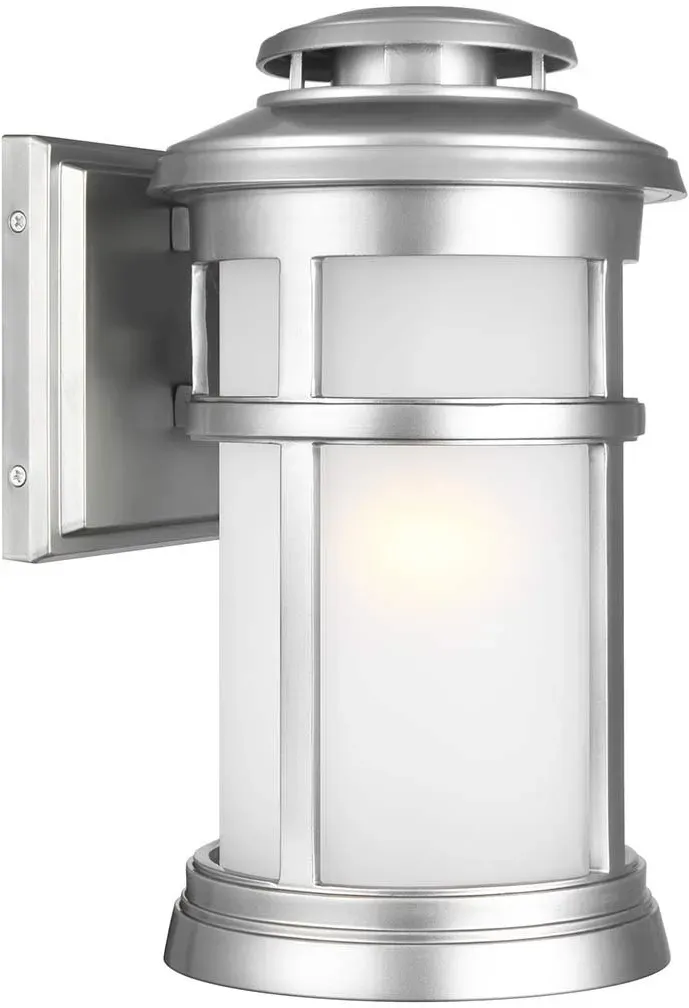 Elstead Lighting Newport Außenwandleuchte mittel in Brushed Steel mit Glas
