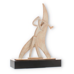 Pokal Zamakfigur Flame Golfer gold-weiß auf schwarzem Holzsockel 26,7cm
