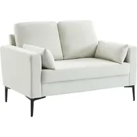 Sweeek - 2-Sitzer-Sofa, mit Cordbezug und Metallfüßen, Cord, Weiß