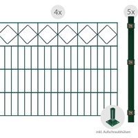 Arvotec Doppelstabmattenzaun "ESSENTIAL 80 zum Aufschrauben "Karo" mit Zierleiste" Zaunelemente Zaunhöhe 80 cm, Zaunlänge 2 - 60 m Gr. H/L: 80 cm x 8 m H/L: 80 cm, grün (dunkelgrün) Zaunelemente